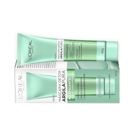 Máscara Detox Argila Pura L'oréal Matificante Eucalipto 40g