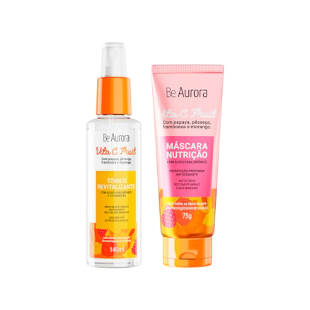 Máscara Nutrição Be Aurora Vita C Fruit com Ácido Hialurônico + Vitaminas + Sais Minerais 75g + Tônico Revitalizante Be Aurora Vita C Fruit com Ácido Hialurônico + Vitamina B5 140ml