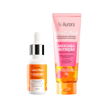 Máscara Nutrição com Ácido Hialurônico 75g + Elixir Noturno Be Aurora Vita C Fruit Vitamina B5 30ml