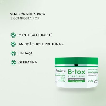 Máscara Reconstrutora Profissional B-tox Organique 250g