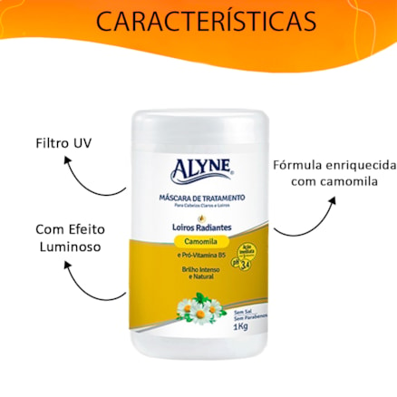 Máscara Tratamento Capilar Alyne Louros Radiantes 1kg