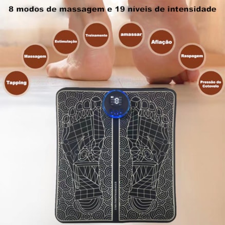 Massageador Tapete Pulso Elétrico Perna Pés Ems Almofada 8 Modos Fisioterapia