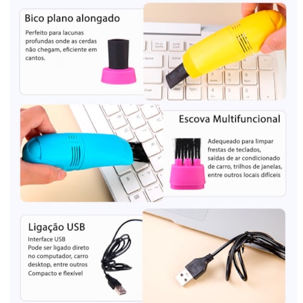 Mini Aspirador de Pó Portátil USB para Limpeza Pequenas Áreas com Reservatório