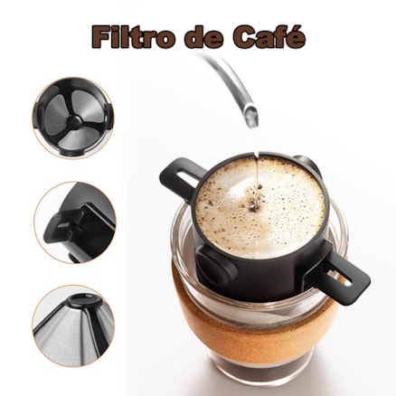 Mini Coador de Café Reutilizável em Aço Inox Portátil Não Precisa De Filtro