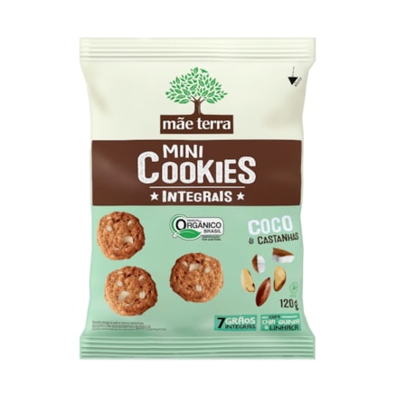 Mini Cookies Integrais Coco E Castanhas Mãe Terra 120g