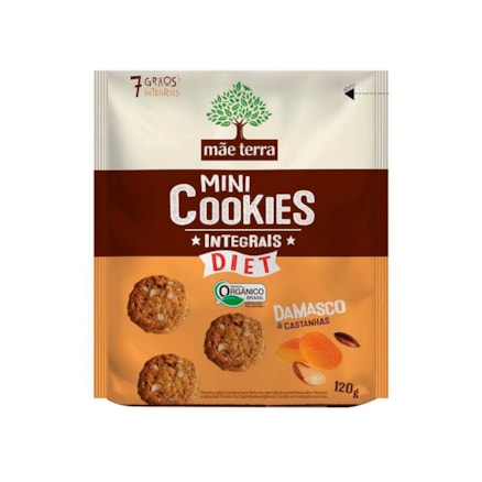 Mini Cookies Mãe Terra Diet Damasco E Castanhas 120g