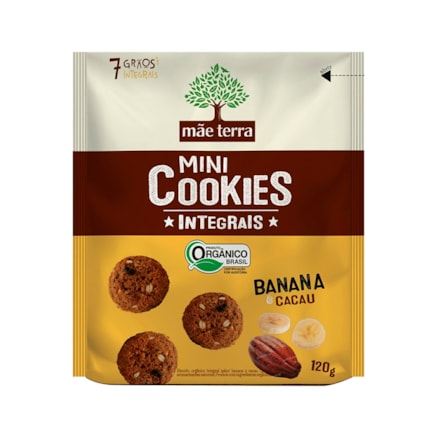 Mini Cookies Mãe Terra Integrais Banana E Cacau 120g