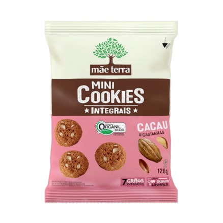 Mini Cookies Mãe Terra Integrais Cacau E Castanha 120g