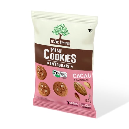 Mini Cookies Mãe Terra Integrais Cacau E Castanha 120g