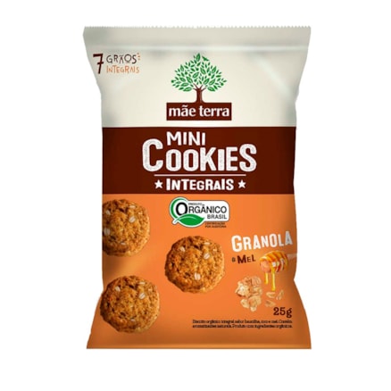 Mini Cookies Mãe Terra Integrais Granola E Mel 25g