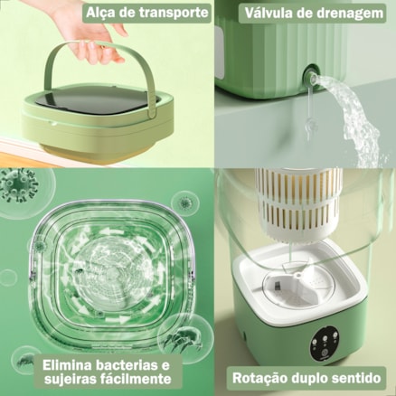 Mini Máquina De Lavar Roupas Intima Centrifuga Dobravel Rotação Duplo Sentido