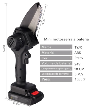 Mini Motosserra Elétrica Portátil Recarregável Bivolt