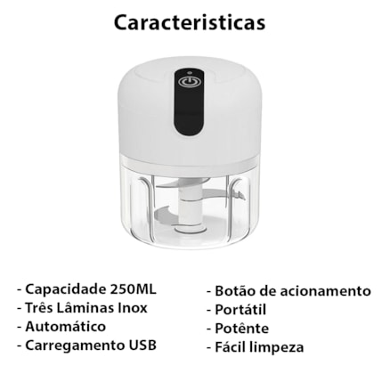 Mini Processador Moedor Triturador Elétrico Potente Alho Sem Fio Alimentos Usb