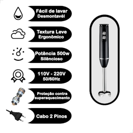 Mixer Elétrico 4 em 1 Mini Processador Misturador Moedor de Carne Alimentos 110v