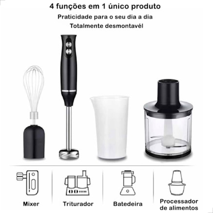 Mixer Elétrico 4 em 1 Mini Processador Misturador Moedor de Carne Alimentos 110v