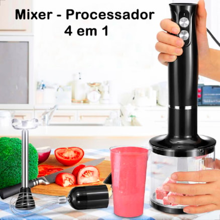 Mixer Elétrico 4 em 1 Mini Processador Misturador Moedor de Carne Alimentos 110v