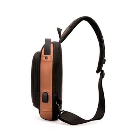 Mochila Bolsa Ombro Transversal Unilateral USB Cadeado Impermeável Viagem Cinza