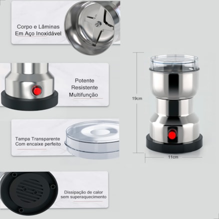 Moedor de Café em Aço Inoxidável Durabilidade e praticidade moagem perfeita