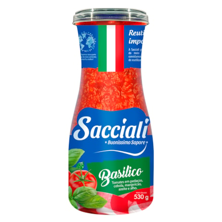 Molho De Tomate Sacciali Basílico 530g