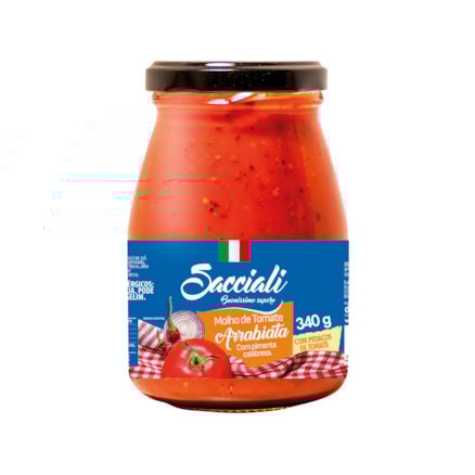 Molho De Tomate Sacciali Vidro Arrabiata Sabor Marcante 340g
