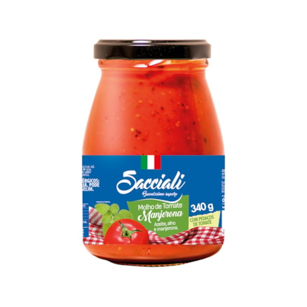 Molho De Tomate Sacciali Vidro Manjerona Toque Azeite 340g