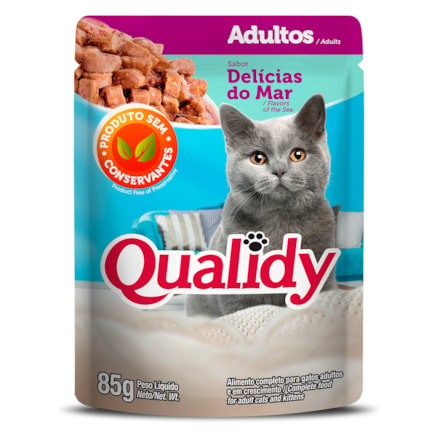 Molho Sachê Qualidy Gatos Adultos Sabor Delícias Mar 85g