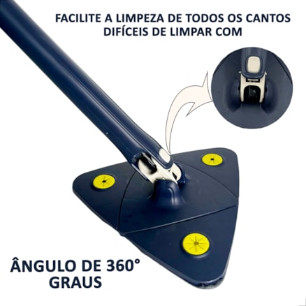 Mop de Limpeza Triangular Esfregão de Chão Giratório Esfreguette INMA Cabo Inox