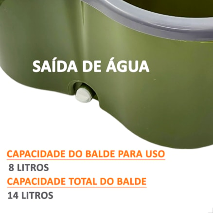 Mop INMA Esfreguette Giratório 8L 360 Cesto Inox 3 em 1 Para Limpeza Esfregão