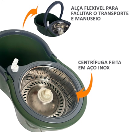 Mop INMA Plus Giratório 8L 360 Cesto Inox