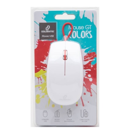 Mouse Usb Gt Vermelho Goldentec Design Ambidestro 1000dpi