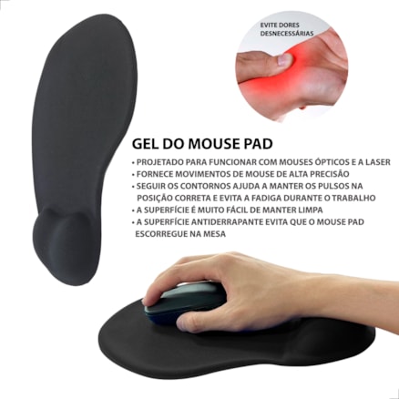 Mousepad Ergonômico Apoio de Descanso de Punho Pulso Para Home Office Macio Desk