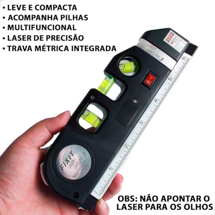 Nível A Laser E Trena 250cm Régua Nivelador Construção Bolha 3 Linhas Super Leve