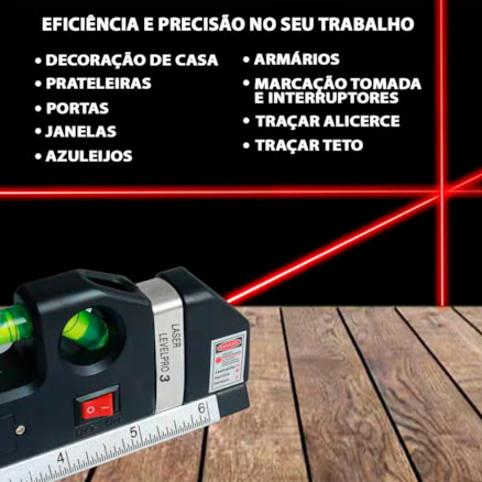 Nível A Laser E Trena 250cm Régua Nivelador Construção Bolha 3 Linhas Super Leve