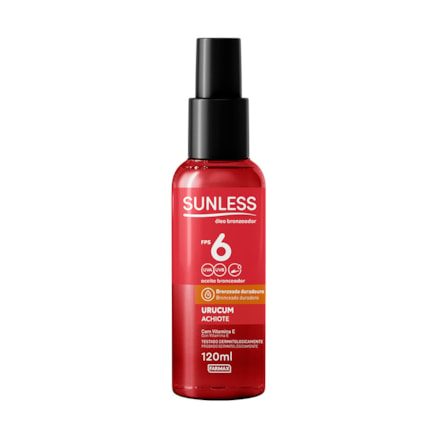 Óleo Bronzeador Sunless Fps 6 Urucum Vitamina E 120ml