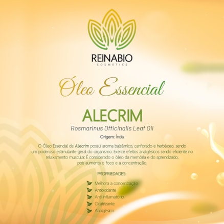 Óleo Essencial Alecrim Reinabio 10ml