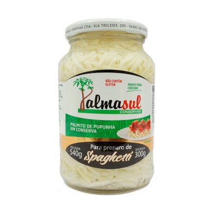 Palmito Pupunha Palmasul Conserva 0 Lactose Spaghetti 300g