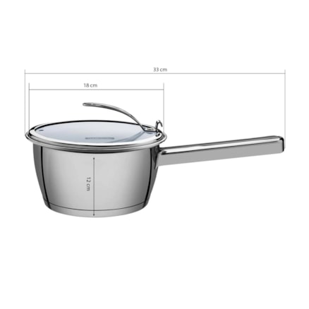 Panela Aço Inox Tramontina Fundo Triplo E Tampa Vidro Ø16cm