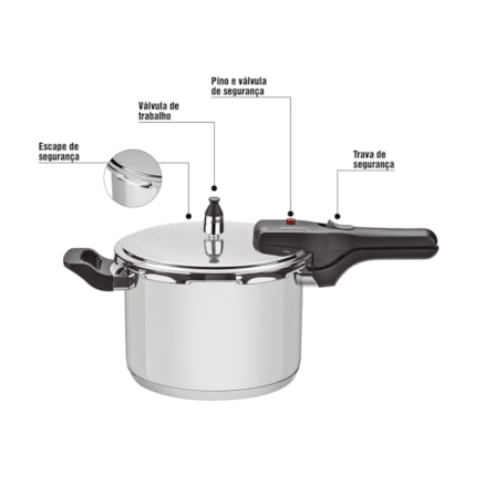 Panela Pressão Tramontina Brava Inox Fundo Triplo 20cm 4,5l