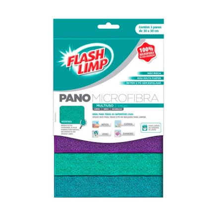 Pano Microfibra Flashlimp Móveis Limpa Seca Dá Brilho