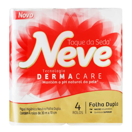 Papel Higiênico Neve Folha Dupla Toque De Seda 4 Und