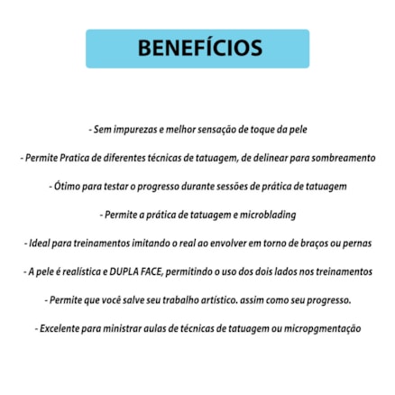 Pele Artificial Sintética Silicone Treino Tatuagem Micropigmentação Dupla face