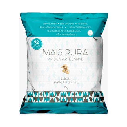 Pipoca Artesanal Mais Pura Sabor Coco Com Caramelo 75g