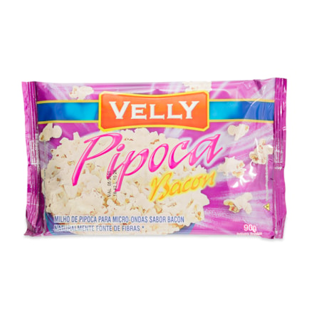 Pipoca Microondas Velly Aroma Natural Bacon Saborosa 90g