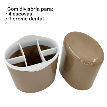 Porta Escova Dentes Pasta Dental Suporte com Tampa Bancada Plástico Banheiro