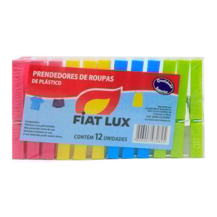 Prendedor De Roupa Plástico Fiat Lux 12 Und Colorido