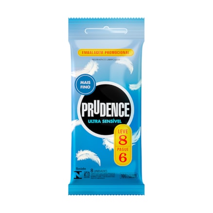 Preserv Prudence Ultra Sensível Macio Fino Lubrificado 8 Und