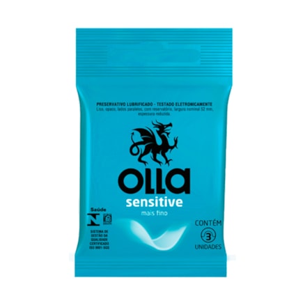 Preservativo Olla Sensitive Mais Fino Lubrificado 3 Und