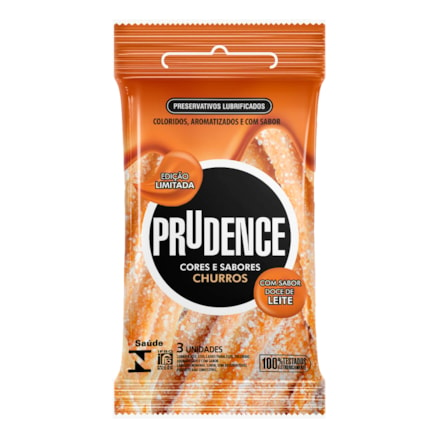 Preservativo Prudence Churros Cores E Sabores Masculino 3 Und