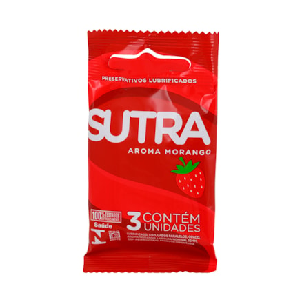 Preservativo Sutra Aroma Morango Lubrificado 3 Und