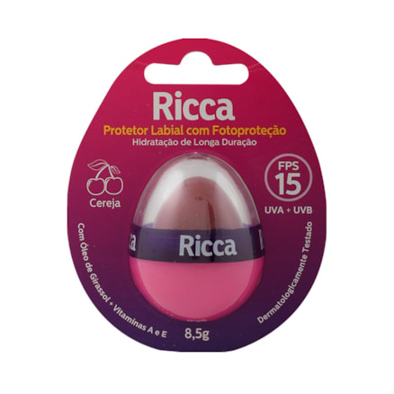 Protetor Labial Ricca Fps15 Cereja Fotoproteção 8,5g